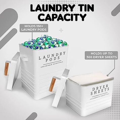 Organize your laundry room Laundry Containers, Apartment Laundry Room, Dryer Sheet Holder, Laundry Detergent Powder, Laundry Organizer, Laundry Scent Boosters, Detergent Powder, Laundry Time, Powder Laundry Detergent