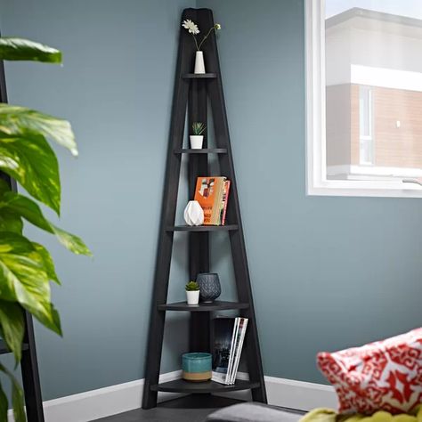 17 Stories Duplessis Corner Bookcase & Reviews | Wayfair.co.uk Ladder Shelving Unit, Ladder Shelving, Corner Ladder Shelf, Tiered Display Shelves, Corner Shelving Unit, Deep Seat Cushions, Corner Unit, Bookcase Storage, Corner Shelves