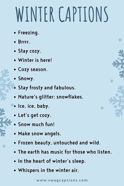 150+ Best Winter Instagram Captions For Every Cozy Snapshot Winter Title Ideas, Instagram Captions For Snow Posts, Snow Day Captions Instagram, Winter Captions Instagram Cold, Snow Quotes Instagram, Snow Captions Instagram, Winter Captions For Instagram, Winter Captions, Winter Instagram Captions