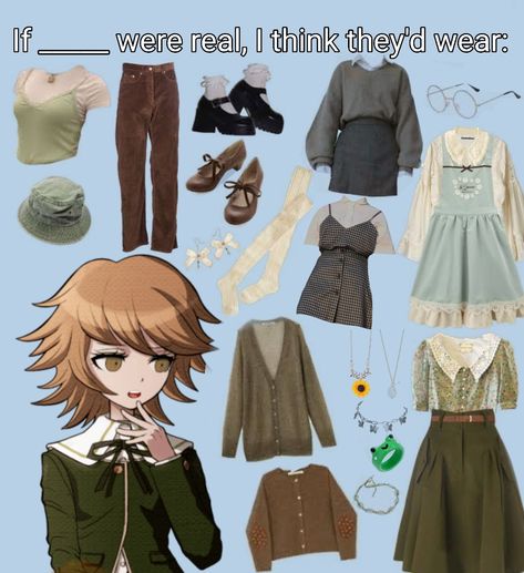 Chihiro Cosplay Danganronpa, Danganronpa Inspired Outfits, Danganronpa Outfit Ideas, Danganronpa Outfits, Froggy Ring, Clothing Headcanons, Danganronpa Hcs, Chihiro Cosplay, Danganronpa Headcanons