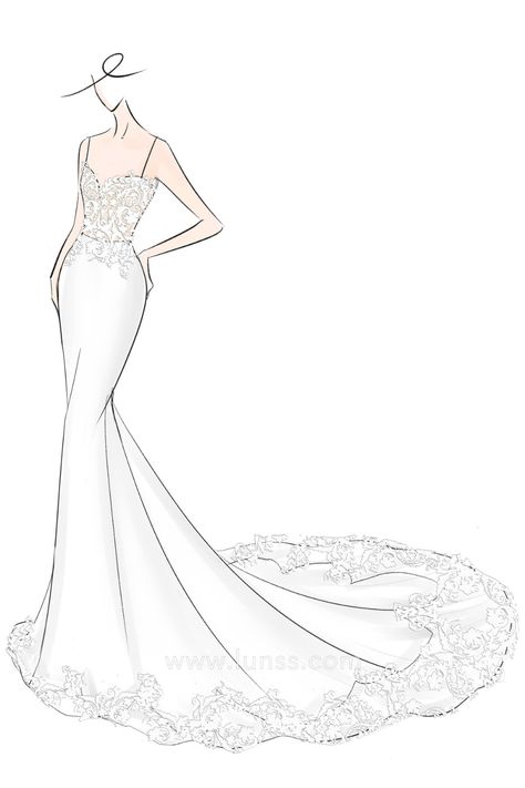 Wedding Dress Sketch, Wedding Dress Drawings, Wedding Dress Illustrations, Dress Sketch, Wedding Dress Sketches, Wedding Dress Evening, Dress Illustration, Dress Design Drawing, Fashion Illustration Sketches Dresses