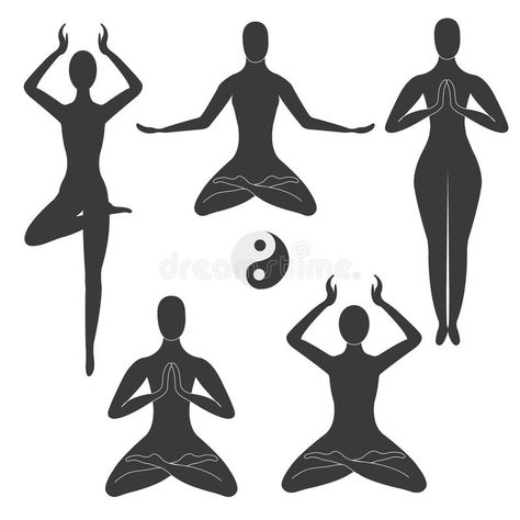 Meditation poses vector illustration Meditation Pose Drawing, Meditation Poses, Yoga Logo, Silhouette People, Yoga Poster, Muse Art, Girl Silhouette, Female Gymnast, Types Of Yoga