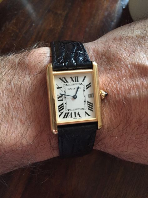 Cartier Tank Louis! Gorgeous! Cartier Gold Watch, Vintage Cartier Watch, Cartier Watches Mens, Cartier Tank Solo, Cartier Gold, Cartier Men, Tank Watch, Cartier Panthere, Cartier Santos