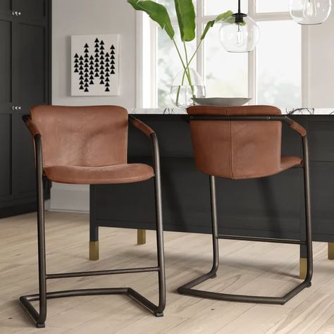 Queens Boulevard Bar & Counter Stool Counter Stools With Backs, Grey Bar Stools, Island Stools, Table Room, Modern Counter Stools, Stools For Kitchen Island, Leather Counter Stools, Bar Stools With Backs, Counter Chairs