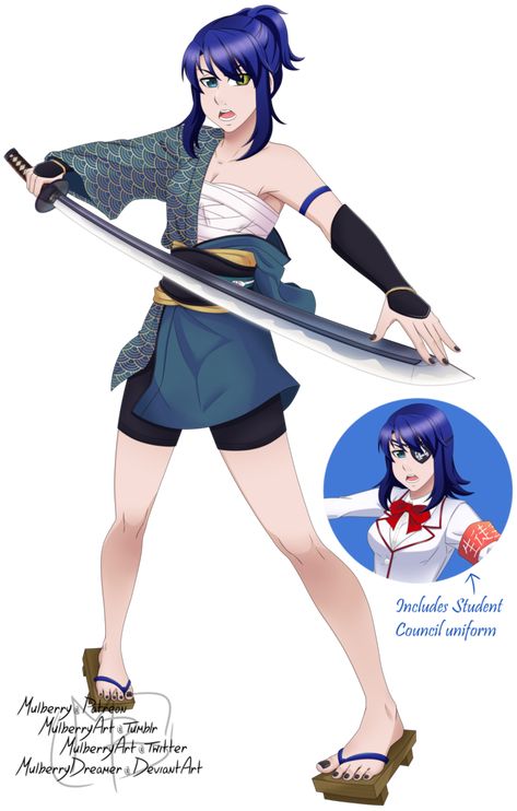 Aoi Ryugoku by MulberryArt Sims Videos, Mai Waifu, Yandere Simulator Characters, Hxh Characters, Fandom Crossover, Student Council, Yandere Simulator, Anime Crossover, Cute Art Styles