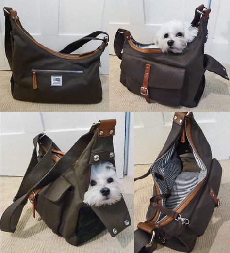 Gorgeous dog bag / pet carrier! http://www.ebay.co.uk/itm/Waxed-Canvas-Leather-Small-Dog-Bag-Pet-Carrier-shoulder-bag-sling-/181276002239?pt=UK_Home_Garden_Kitchen_Toasters&hash=item2a34e447bf Diy Dog Bag, Dog Bag Carrier, Puppy Purse, Dog Bags, Designer Dog Carriers, Puppy Bag, Dog Carrier Sling, Pom Dog, Pet Sling