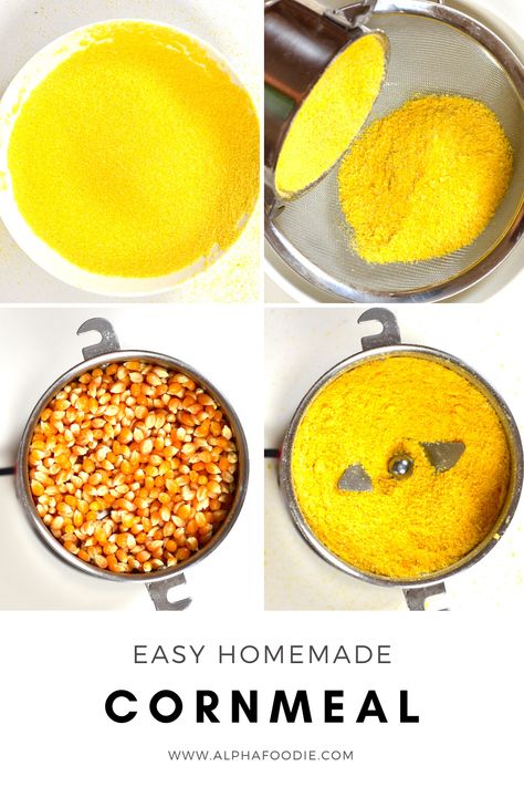 A simple DIY for how to make cornmeal at home with popcorn and options for dehydrated corn. A GF flour & polenta substitute made from dried and ground corn kernels - more cost-effective, and less processed than store-bought varieties! Dehydrated Corn, How To Make Cornmeal, Cornmeal Recipes, Dairy Free Dips, How To Cook Polenta, How To Make Corn, Gf Flour, Dried Corn, Diy Pantry