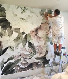 How to Use Wall Murals in the Nursery or Kid's Room | Little Crown Interiors Floral Wallpaper For Wall, Giant Floral Wallpaper, Large Floral Wall Mural, Large Floral Wallpaper Accent Wall, Floral Wallpaper Accent Wall, Large Floral Wallpaper, Floral Wallpaper Bedroom, Small Laundry Room Makeover, Nursery Wall Murals