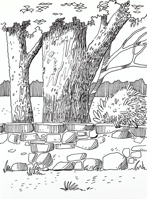 Greenery In Urban Sketching for Beginners | learn.bravebrushes.com Greenery Drawing, How To Draw Shadow, Sketching For Beginners, Live Sketching, Urban Sketchers, Tree Drawing, Urban Sketching, Drawing Skills, Different Textures