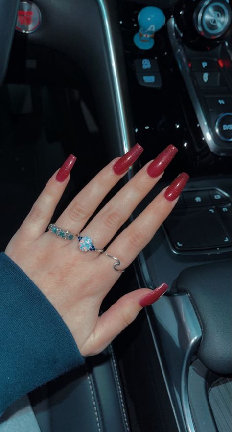 Sparkly Acrylic Nails, Red Nails, Nail Inspo, Acrylic Nails, Nail Designs, Nails, Red