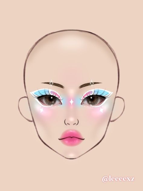 Steven Universe Inspired Makeup, Trans Makeup Looks, Pride Makeup Trans, Trans Eyeshadow, Trans Flag Makeup, Trans Pride Makeup, Pride Flag Makeup, Makeup Charts, Bright Eye Makeup