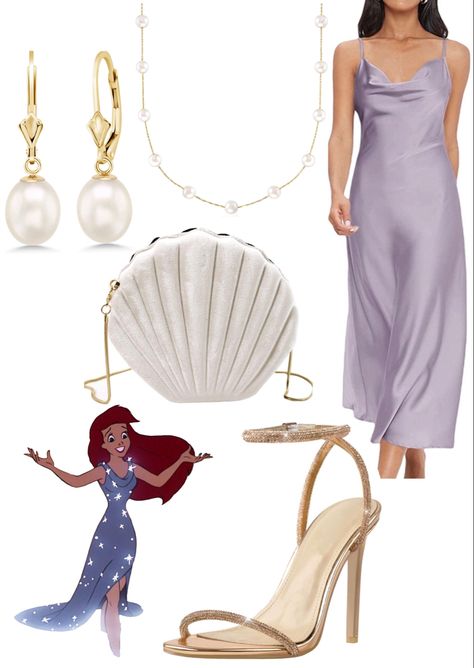 This ariel inspired outfit is for a more elegant event. Ariel Inspired Outfit, Mermaid Style Outfit, Ariel Fits, Little Mermaid Outfit For Women, Ariel Inspired Outfits, Ariel Daughter, Ariel Outfit Ideas, Little Mermaid Inspired Outfit, Ariel Inspired Dress