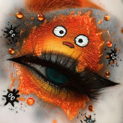 Calcifer Makeup, Cool Makeup Looks Creative Easy, Autumn Makeup Art, Trippy Makeup, Eye Makeup Images, Creepy Halloween Makeup, Anime Cosplay Makeup, Anime Makeup, Pride Makeup