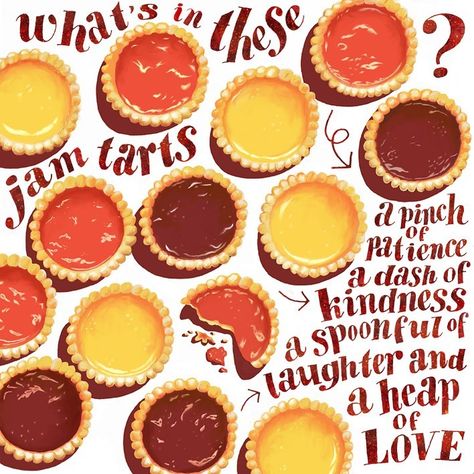 Jean Cameron on Instagram: “What’s in these jam and lemon curd tarts? Inspired by the March cover of the Waitrose Food magazine and because I love a jam tart!…” Lemon Tart Drawing, Waitrose Food, Lemon Curd Tart, Menu Illustration, Jam Tarts, Lemon Tart, Fruit Tart, Cooking Ingredients, Food Magazine