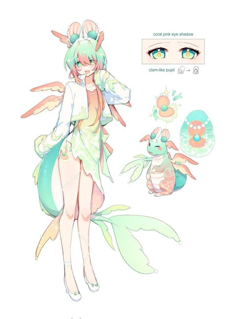 Fish Person Art, Tropical Character Design, Spring Character Design, Fish Person Character Design, Aquatic Character Design, Sea Bunny Oc, Fish Character Design, Swimming Pose, Jellyfish Oc