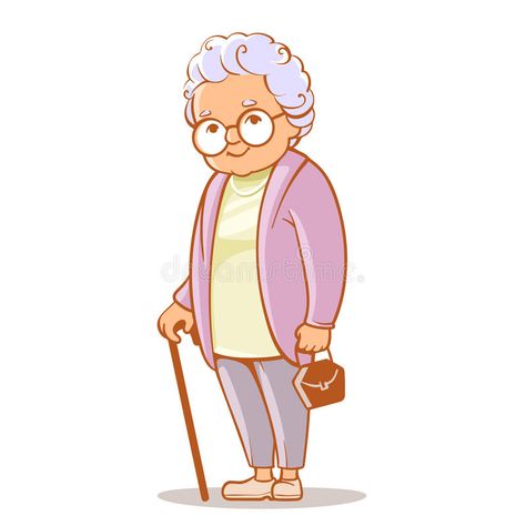 Grandmother. Portrait of cute old woman with bag and walking stick. Grandmother #Sponsored , #Sponsored, #stick, #walking, #glasses, #wearing, #bag Grandma Drawing Easy, Grandma Drawing, Grandmother Portrait, Cartoon Grandma, Comic Book Layout, Fun Classroom Activities, Person Drawing, Simple Designs To Draw, Drawing Clipart