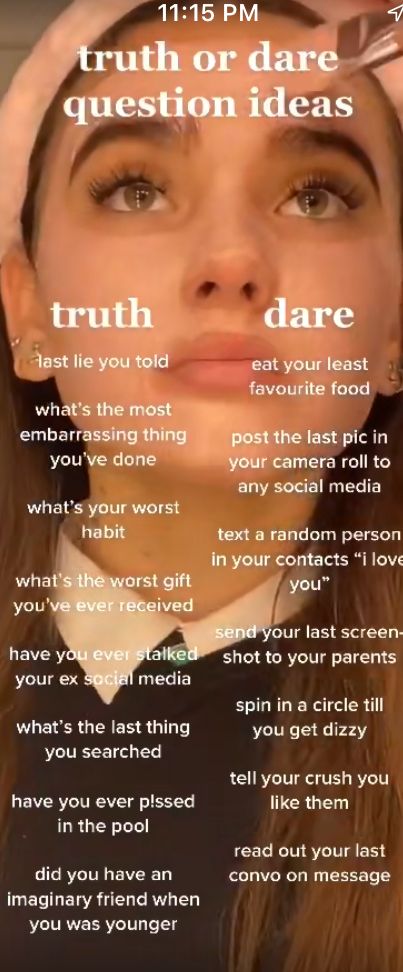 Embarrassing Truth Or Dare Questions, Good Truth Or Dares, Bad Gifts, Truth Or Dare Questions, Dare Questions, Truth And Dare, Truth Or Dare, Fun Sleepover Ideas, Sleepover Ideas