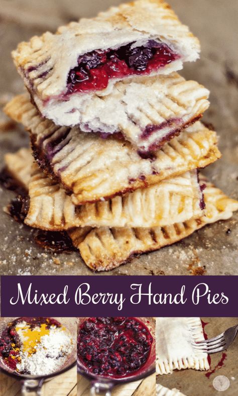 Recipes Using Mixed Berries, Individual Berry Desserts, Mixed Berry Mini Pies, Berry Baking Recipes, Mixed Berry Cookies, Baked Hand Pies Recipes Fruit, Berry Recipes Dessert, Mixed Berry Hand Pies, Sweet Hand Pies