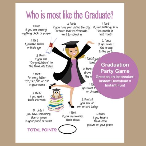 Graduation Party Game Printable, 2023 Graduation Games, Graduation Party Game, High School Graduation, College Graduation, Instant Download Graduation Party Activities, Graduation Party Checklist, Graduation Candy Buffet, Graduation Games, Graduation Party Games, Senior Graduation Party, Graduation College, Graduation Party Planning, Sons Graduation