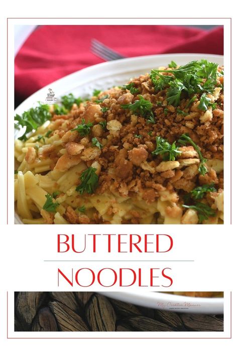 Dinner Sides Recipes, Buttered Noodles Recipe, Frankenmuth Michigan, Ritz Cracker, Noodle Recipe, Family Style Dinner, Dinner Side, Buttered Noodles, State Foods