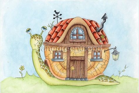 Snails House, Black Chimney, Snail House, Cartoon Snail, Snail Tattoo, Whimsical House, Snail Art, Shell House, Small Lanterns