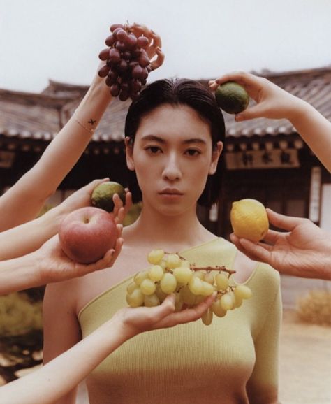 cho gi seok Fruit Photography People, Fruit Photoshoot Model, Citrus Photoshoot, Fruit Editorial, Cho Gi Seok, Ayaka Miyoshi, Lemon Pictures, Fruit Shoot, Korean Photography