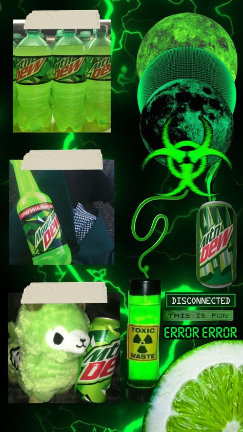 MTN DEW #neongreen #mtndew #mountaindew Mtn Dew Wallpaper, Mtn Dew Aesthetic, Mountain Dew Wallpaper, Mountain Dew Aesthetic, Toxic Core, Mnt Dew, Monster Aesthetic, Mt Dew, Mtn Dew