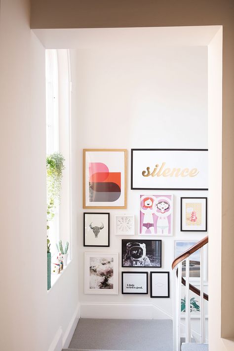 Small hallway ideas: 16 ways to supersize your space | Real Homes Gallery Wall Hallway Narrow, Small Landing Ideas Upstairs, Hallway Picture Display, Gallery Wall Hallway, Hallway Prints, Displaying Pictures, Hallway Gallery Wall, Hallway Pictures, Small Gallery Wall