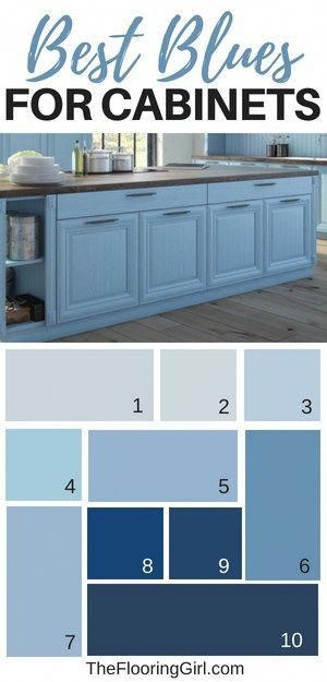 Best shades of blue for kitchen cabinets and bathroom vanities | painting kitchen cabinets blue or navy | #paint #kitchen#cabinets #bathroom #vanity #shade#kitchendesign #kitchenideas #bathroom #bathroomideas #bathroomcabinets Blue For Kitchen Cabinets, Painting Kitchen Cabinets Blue, Best Kitchen Colors, Blue Bathroom Vanity, Cabinets Bathroom, Blue Kitchen Cabinets, Cabinet Paint Colors, Painting Kitchen, Blue Paint Colors