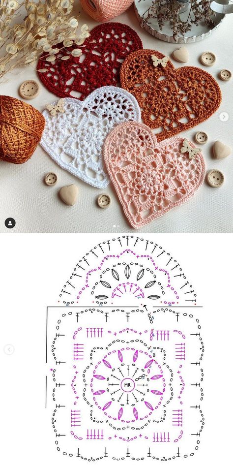 Big Heart Crochet Pattern, Crochet Heart Lace, Crochet Patterns For Summer, Crochet Vibes, Appliqué Crochet, Crochet A Heart, Heart Granny Square, Hearts Crochet, Heart App