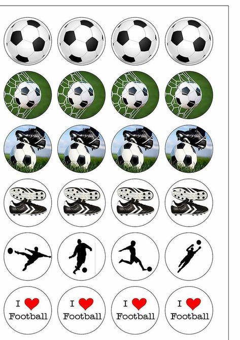 Soccer Cupcakes, Soccer Party Decorations, Soccer Theme Parties, Football Cupcakes, I Love Football, Edible Wafer Paper, Soccer Cake, Soccer Birthday Parties, Soccer Theme