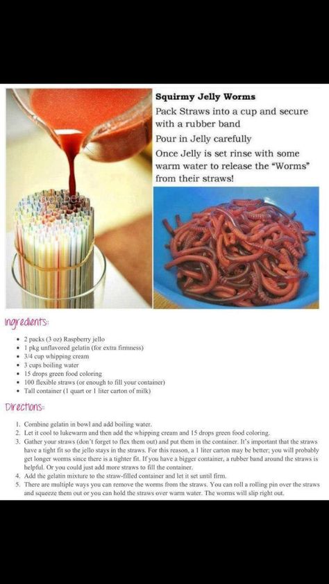 Jello Worms Jello Worms, Jelly Worms, Snack Halloween, Pasteles Halloween, April Fools Pranks, Fear Factor, Unflavored Gelatin, Gummy Worms, Halloween Snacks