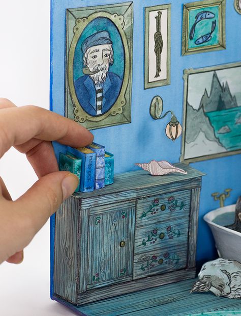 design and illustration — GEORGIE MONICA Nautical Bookcase, Origami Diorama, Diorama Illustration, Matchbox Diorama, Diorama Diy, Paper Diorama, Paper Miniatures, Mini Diorama, Bear Sculptures