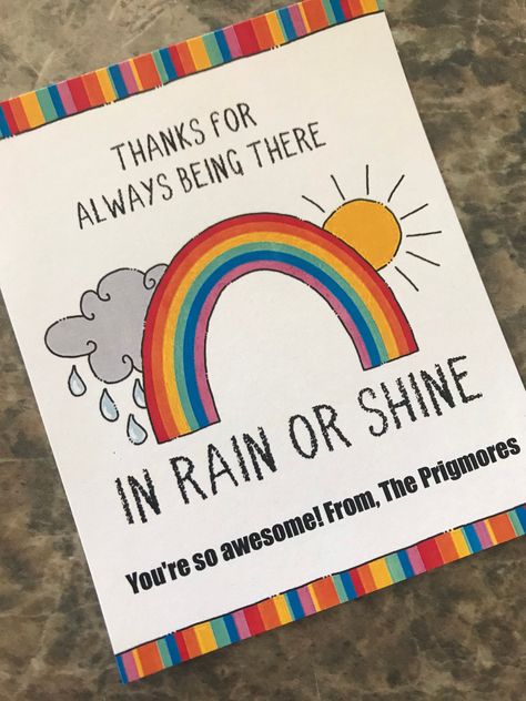 Best Friend Appreciation Gifts, Teacher Appreciation Rainbow Theme, Rainbow Teacher Appreciation Week, Rainbow Teacher Appreciation, Appreciation Station, School Bus Driver Appreciation, Friend Appreciation, Staff Ideas, Elementary Teacher Gifts