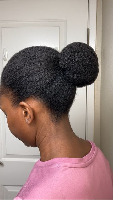 Rosy Natural on Instagram: "A simple natural hair bun. Whoever came up with this hairstyle, 😘😘😘. I’ve been loving the simplicity!" 4b Hair, Natural Hair Bun Styles, Natural Black Women, Bun Hairstyles, Black Women, Natural Hair Styles, Hair Makeup, Makeup, Hair Styles