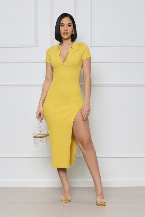 Weekend Getaway Outfits, Affordable Sunglasses, Tight Dress Outfit, Earrings Square, Quay Sunglasses, Yellow Midi Dress, Bogo Sale, Ribbed Midi Dress, Online Clothing Store