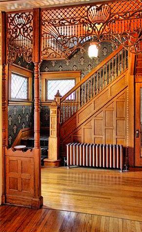 The sort of woodwork that no one would ever build today. Street Sandwich, Victorian House Interiors, Wooden Staircase, Victorian Home Interior, Victorian Interior, Victorian Interiors, The Staircase, Foyer Decorating, Victorian Furniture