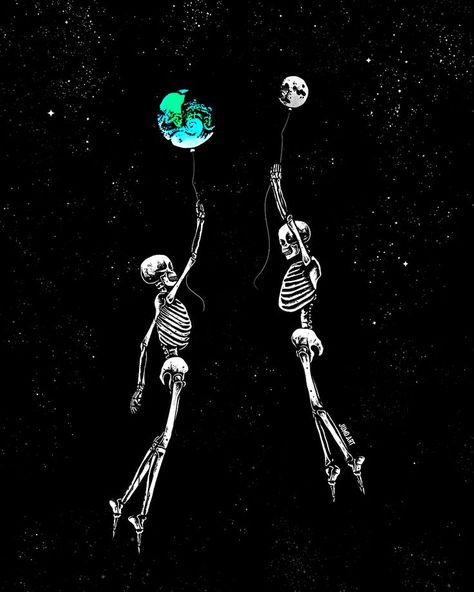 Romantic Skeletons, Widget Backgrounds, Skeleton Artwork, Skull Rose Tattoos, Surealism Art, Floating In Space, Dark And Twisty, Emo Art, Relaxing Art