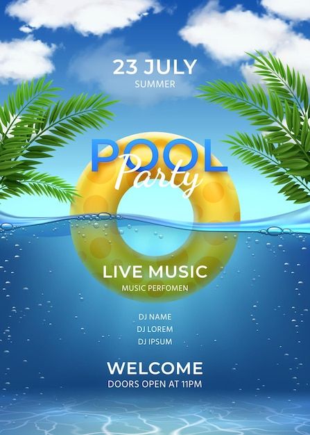 Swim Party Invitations, Lion Birthday Party, Summer Template, Pool Party Summer, Swimming Posters, Swimming Party, Sky With Clouds, Photography Editing Apps, Adobe Photoshop Design