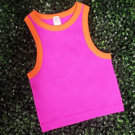 Final Few! 💗🧡 Ribbed Pink & Orange Tank https://tightspotdancewear.com/products/contrast-trim-sleeveless-top?utm_medium=product-links&utm_content=android Lyrical Shoes, Teaching Shoes, Dance Supplies, Leotard Tops, Free People Activewear, Pink Lemon, Dance Bag, Contrast Trim, Pink Orange