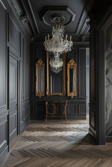 Victorian hallway makeover tips for adding elegance and historical charm to your home Victorian Hallway Ideas, Victorian Wall Panelling, Victorian Style Interior, Modern Victorian Decor, Decorative Ceiling Panels, Hallway Design Ideas, Grimmauld Place, Black Hallway, Goth House