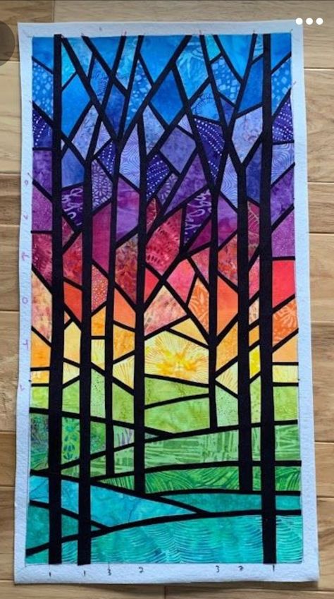 Abstract Stained Glass Art, Stained Glass Quilt, Abstract Quilt, Fabric Stains, Stained Glass Diy, Stained Glass Designs, Art Quilt, Stained Glass Projects, Window Art