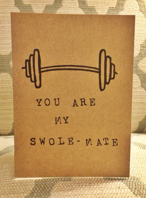 You are my swole mate. Valentines. Soul by PaperPlainDesignCo, $3.50 Gym Buddies, Swole Mates, Orange Theory, Gym Gifts, Valentines Ideas, Soul Mate, Fit Couples, Gym Humor, Muscle Growth