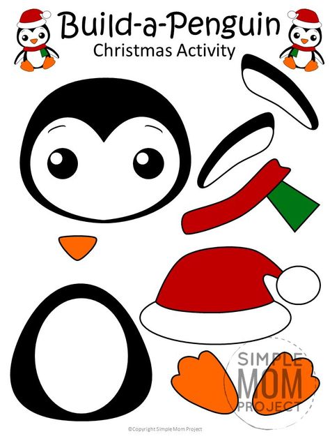 Penguin Template, Penguin Crafts Preschool, Christmas Greetings Messages, Penguin Crafts, Penguin Craft, Christmas Activity, Winter Crafts For Kids, Merry Christmas Greetings, Preschool Christmas