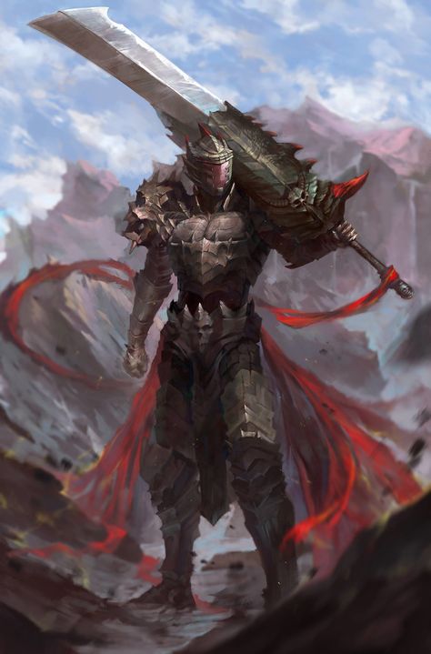 Berserk Armor, Knight Commander, Epic Warrior, Berserker Armor, King Knight, Personaje Fantasy, Dragon Warrior, 다크 판타지, Knight Art