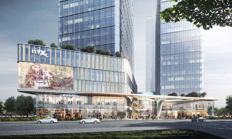 Gallery of MixC Market Hall, 10 DESIGN-Mixed-Use Development Is Under Construction in Shenzhen, China - 1 Office Presentation, Shopping Mall Design, Mall Facade, Contemporary Shapes, China Image, Rayong, Mixed Use Development, Mall Design, Mix Use Building