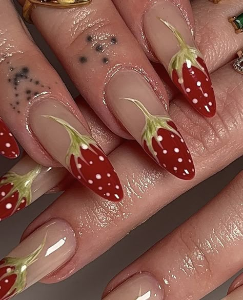 Strawberry Summer, Really Cute Nails, Her Nails, Glam Nails, Freshly Picked, July 3, Unique Nails, Fire Nails, Funky Nails