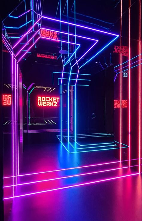 RocketWerkz Offices - Auckland | Office Snapshots Club Design Interior, Building Cladding, Gaming Lounge, Gaming Center, Nightclub Design, New Retro Wave, Office Photo, Neon Aesthetic, Lounge Design