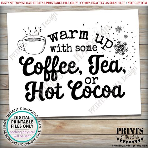 Hot Chocolate Sign Printable, Hot Cocoa Printable, Hot Beverage Station, Hot Beverage Bar, Hot Chocolate Sign, Coffee Bar Station, Tea Station, Hot Chocolate Bar, Stencils For Wood Signs