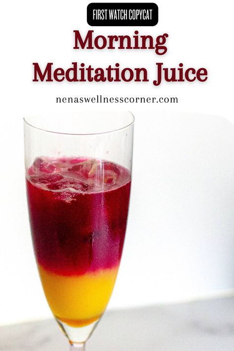 Morning-meditation-juice-first-watch-copycat-3 Morning Meditation Drink, Orange Ginger Turmeric Juice, Wellness Corner, Morning Juice Recipe, Turmeric Drink, Turmeric Juice, Morning Juice, Health Drinks, Juicy Juice